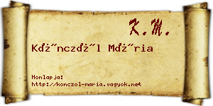 Könczöl Mária névjegykártya